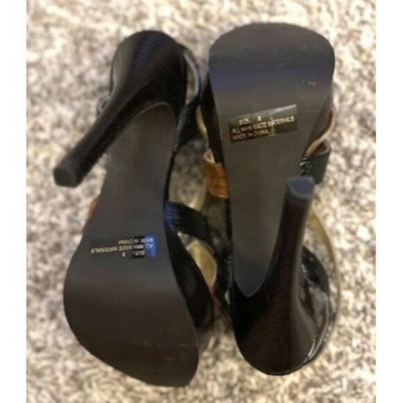 Charlotte Russe NEW Strappy High Heel Sandals Multi-Color Snake Print Peep Toe 8 - Picture 5 of 7